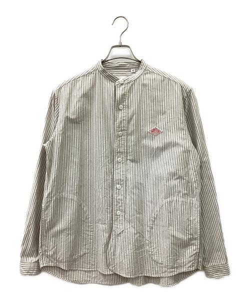 DANTON（ダントン）DANTON (ダントン) バンドカラーシャツ ホワイト×グレー サイズ:42の古着・服飾アイテム