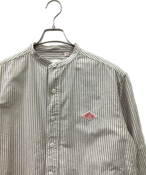 DANTON（ダントン）DANTON (ダントン) バンドカラーシャツ ホワイト×グレー サイズ:42の古着・服飾アイテム