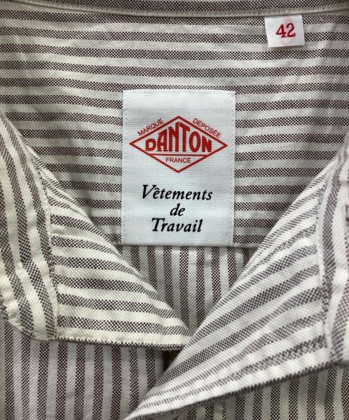 DANTON（ダントン）DANTON (ダントン) バンドカラーシャツ ホワイト×グレー サイズ:42の古着・服飾アイテム