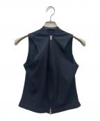 Y'sワイズ）の古着「ノースリーブジップアップニット」｜ブラック