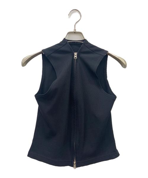 Y's（ワイズ）Y's (ワイズ) ノースリーブジップアップニット ブラック サイズ:不明（実寸サイズ参照）の古着・服飾アイテム