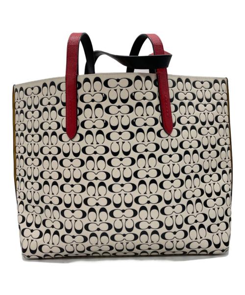 COACH（コーチ）COACH (コーチ) トートバッグ ホワイト×ブラックの古着・服飾アイテム