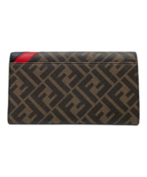 FENDI（フェンディ）FENDI (フェンディ) 2つ折り財布 ブラウン×ブラック×レッドの古着・服飾アイテム