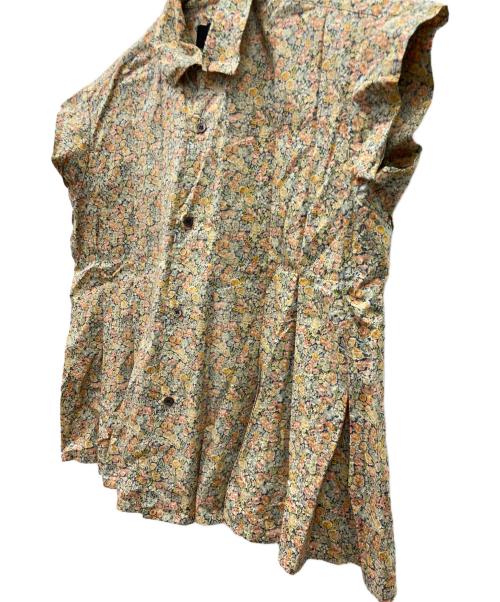 tricot COMME des GARCONS（トリココムデギャルソン）tricot COMME des GARCONS (トリココムデギャルソン) ノースリーブプリーツブラウス イエロー×ピンク サイズ:不明の古着・服飾アイテム