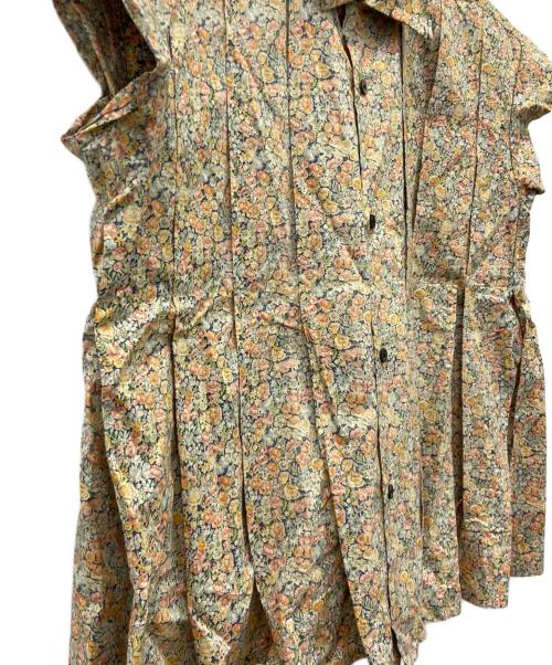 tricot COMME des GARCONS（トリココムデギャルソン）tricot COMME des GARCONS (トリココムデギャルソン) ノースリーブプリーツブラウス イエロー×ピンク サイズ:不明の古着・服飾アイテム