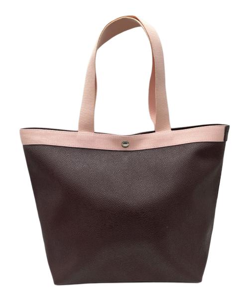 Herve Chapelier（エルベシャプリエ）Herve Chapelier (エルベシャプリエ) コーテッドキャンバススクエアトートA4サイズ(ML) ブラウン×ピンクの古着・服飾アイテム