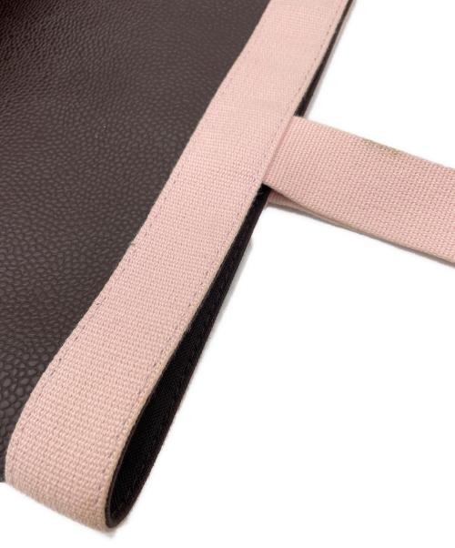 Herve Chapelier（エルベシャプリエ）Herve Chapelier (エルベシャプリエ) コーテッドキャンバススクエアトートA4サイズ(ML) ブラウン×ピンクの古着・服飾アイテム