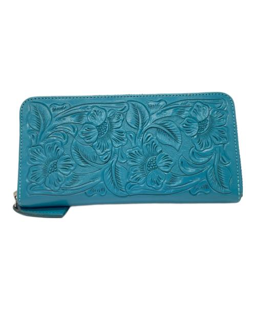 Carving Tribes（カービングトライブス）Carving Tribes (カービングトライブス) ラウンドファスナー長財布 ブルーの古着・服飾アイテム