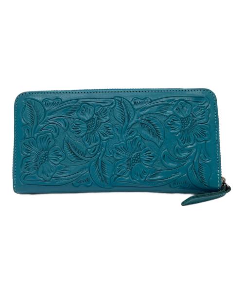 Carving Tribes（カービングトライブス）Carving Tribes (カービングトライブス) ラウンドファスナー長財布 ブルーの古着・服飾アイテム