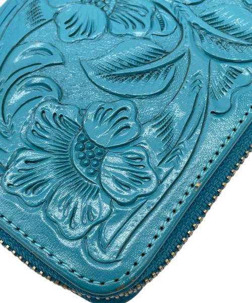 Carving Tribes（カービングトライブス）Carving Tribes (カービングトライブス) ラウンドファスナー長財布 ブルーの古着・服飾アイテム