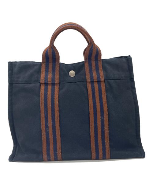 HERMES（エルメス）HERMES (エルメス) ハンドバッグ ブラウン×ネイビーの古着・服飾アイテム