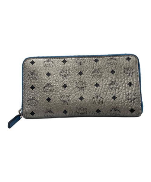 MCM（エムシーエム）MCM (エムシーエム) ラウンドファスナー財布 グレー×ブルーの古着・服飾アイテム