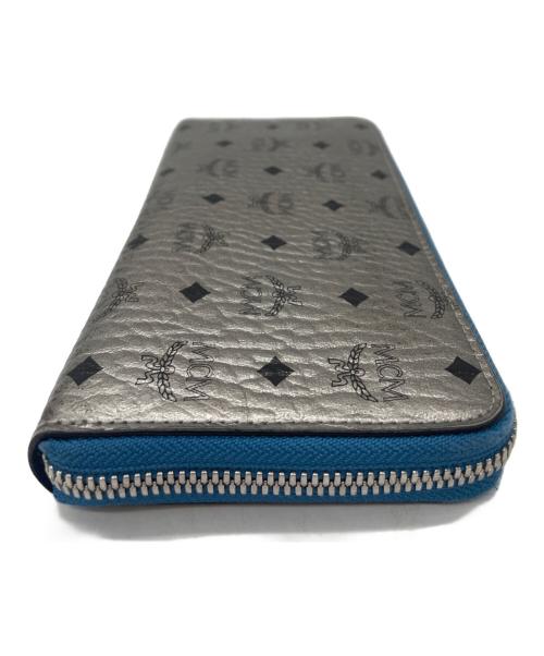 MCM（エムシーエム）MCM (エムシーエム) ラウンドファスナー財布 グレー×ブルーの古着・服飾アイテム