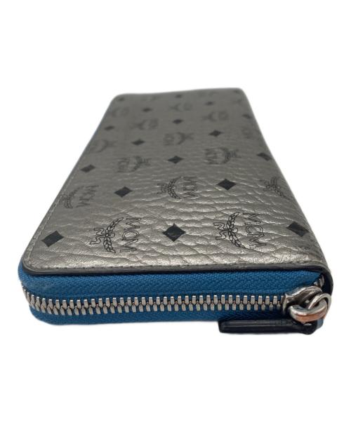 MCM（エムシーエム）MCM (エムシーエム) ラウンドファスナー財布 グレー×ブルーの古着・服飾アイテム