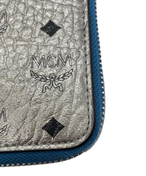 MCM（エムシーエム）MCM (エムシーエム) ラウンドファスナー財布 グレー×ブルーの古着・服飾アイテム