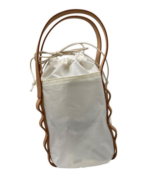 TIDE WAY（タイドウェイ）TIDE WAY (タイドウェイ) ハンドバッグ ホワイト×ベージュの古着・服飾アイテム