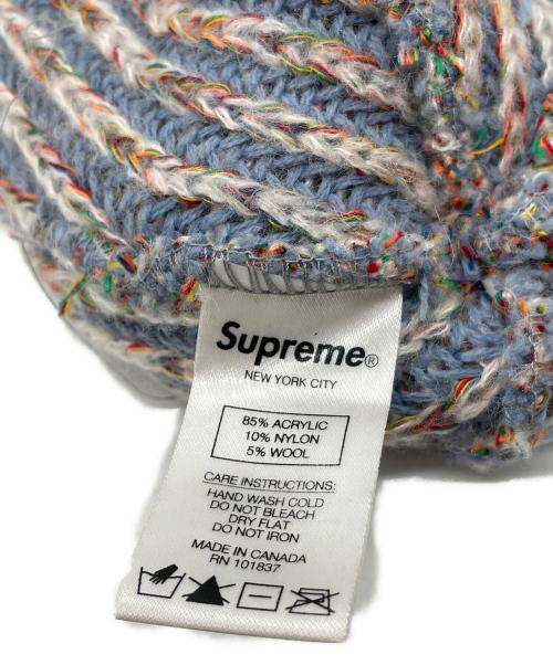 SUPREME（シュプリーム）SUPREME (シュプリーム) ニット帽 ブルー×ホワイトの古着・服飾アイテム