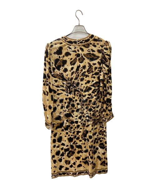 LEONARD（レオナール）LEONARD (レオナール) 長袖ワンピース ブラウン×ブラック サイズ:Lの古着・服飾アイテム