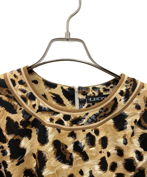 LEONARD（レオナール）LEONARD (レオナール) 長袖ワンピース ブラウン×ブラック サイズ:Lの古着・服飾アイテム