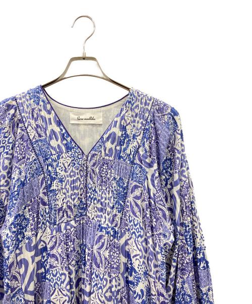 sara mallika（サラマリカ）sara mallika (サラマリカ) ブラウスワンピース ネイビー×ホワイト サイズ:Mの古着・服飾アイテム
