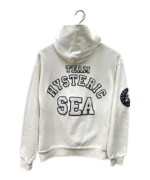 WIND AND SEA（ウィンダンシー）WIND AND SEA (ウィンダンシー) Hysteric Glamour (ヒステリックグラマー) プルオーバーパーカー ホワイト×ブラック サイズ:Mの古着・服飾アイテム