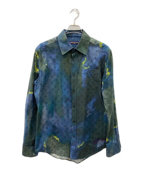 LOUIS VUITTON（ルイ ヴィトン）LOUIS VUITTON (ルイ ヴィトン) 長袖シャツ ネイビー×グリーン サイズ:Lの古着・服飾アイテム