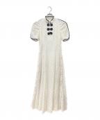 Lily Brownリリーブラウン）の古着「ノースリーブワンピース」｜ホワイト×ネイビー