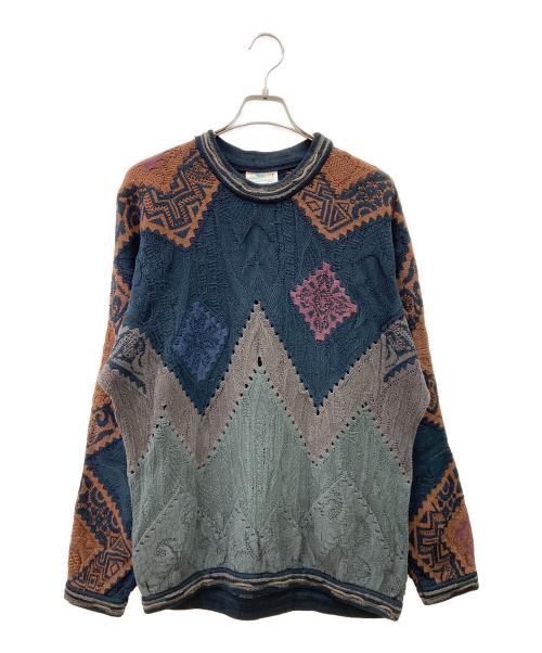 Coogi（クージー）Coogi (クージー) 厚手ニット グリーン×ブラウン サイズ:Mの古着・服飾アイテム