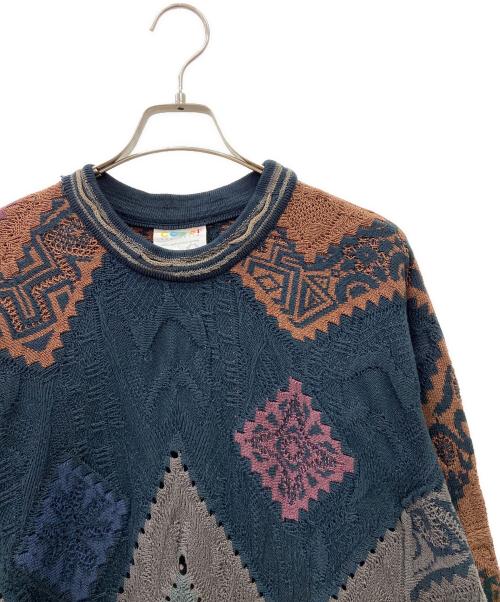 Coogi（クージー）Coogi (クージー) 厚手ニット グリーン×ブラウン サイズ:Mの古着・服飾アイテム