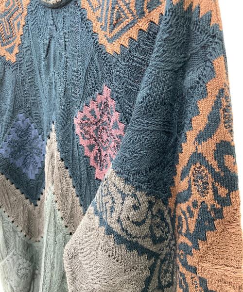 Coogi（クージー）Coogi (クージー) 厚手ニット グリーン×ブラウン サイズ:Mの古着・服飾アイテム