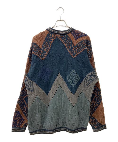 Coogi（クージー）Coogi (クージー) 厚手ニット グリーン×ブラウン サイズ:Mの古着・服飾アイテム