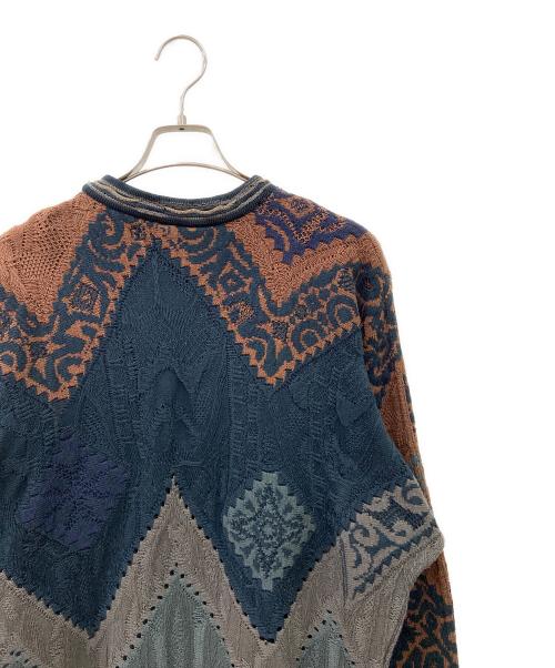 Coogi（クージー）Coogi (クージー) 厚手ニット グリーン×ブラウン サイズ:Mの古着・服飾アイテム