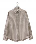 BOTTEGA VENETAボッテガベネタ）の古着「ストライプシャツ」｜ブラウン×ホワイト