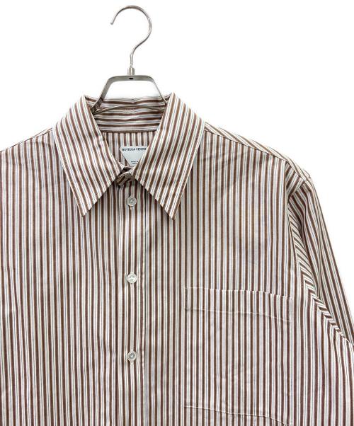 BOTTEGA VENETA（ボッテガベネタ）BOTTEGA VENETA (ボッテガベネタ) ストライプシャツ ブラウン×ホワイト サイズ:46の古着・服飾アイテム