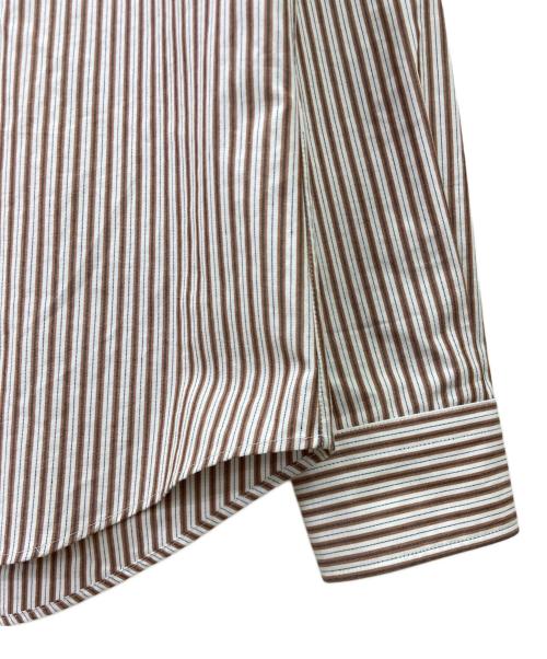 BOTTEGA VENETA（ボッテガベネタ）BOTTEGA VENETA (ボッテガベネタ) ストライプシャツ ブラウン×ホワイト サイズ:46の古着・服飾アイテム
