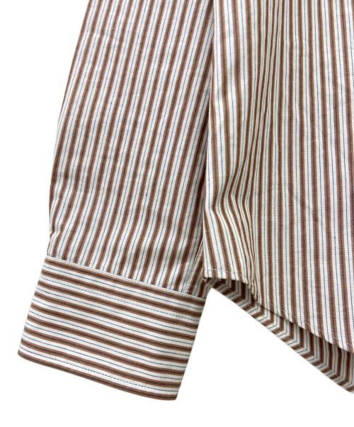 BOTTEGA VENETA（ボッテガベネタ）BOTTEGA VENETA (ボッテガベネタ) ストライプシャツ ブラウン×ホワイト サイズ:46の古着・服飾アイテム