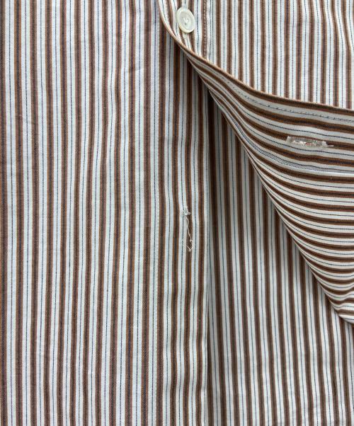 BOTTEGA VENETA（ボッテガベネタ）BOTTEGA VENETA (ボッテガベネタ) ストライプシャツ ブラウン×ホワイト サイズ:46の古着・服飾アイテム