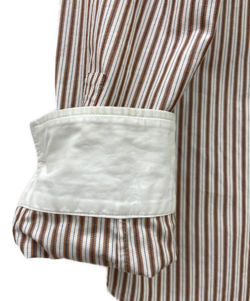 BOTTEGA VENETA（ボッテガベネタ）BOTTEGA VENETA (ボッテガベネタ) ストライプシャツ ブラウン×ホワイト サイズ:46の古着・服飾アイテム