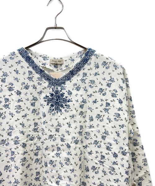 Samansa Mos2（サマンサモスモス）Samansa Mos2 (サマンサモスモス) 長袖ワンピース ホワイト×ブルー サイズ:FREE 未使用品の古着・服飾アイテム