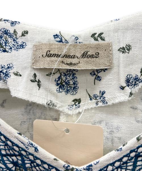 Samansa Mos2（サマンサモスモス）Samansa Mos2 (サマンサモスモス) 長袖ワンピース ホワイト×ブルー サイズ:FREE 未使用品の古着・服飾アイテム