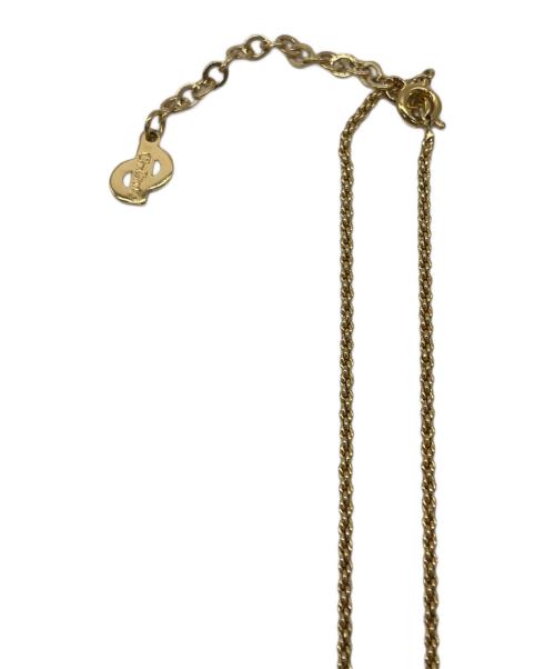 Christian Dior（クリスチャン ディオール）Christian Dior (クリスチャン ディオール) ロゴラインストーンネックレス ゴールド×ブラックの古着・服飾アイテム