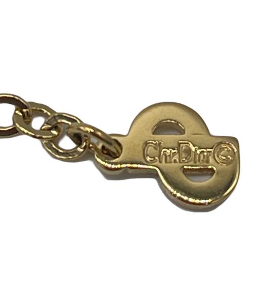 Christian Dior（クリスチャン ディオール）Christian Dior (クリスチャン ディオール) ロゴラインストーンネックレス ゴールド×ブラックの古着・服飾アイテム