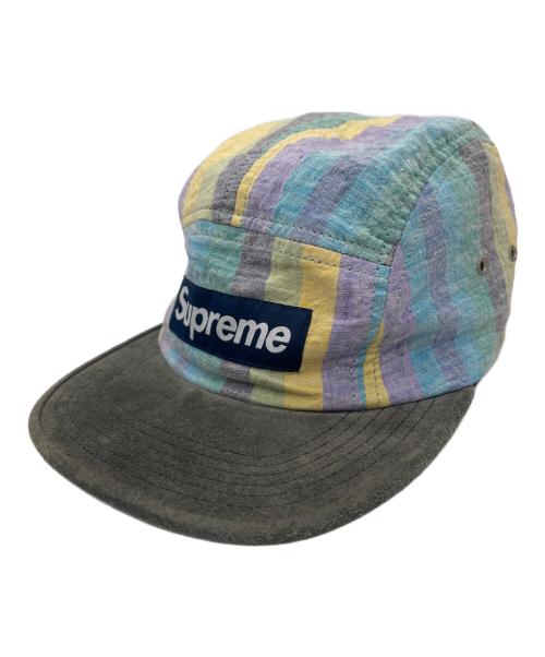 SUPREME（シュプリーム）Supreme (シュプリーム) striped linen suede canp cap マルチカラーの古着・服飾アイテム
