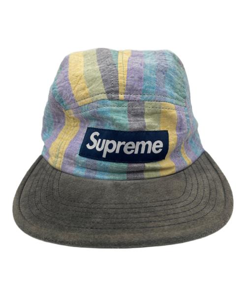 SUPREME（シュプリーム）Supreme (シュプリーム) striped linen suede canp cap マルチカラーの古着・服飾アイテム