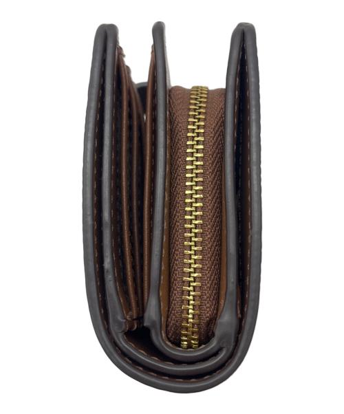 MICHAEL KORS（マイケル・コース）MICHAEL KORS (マイケルコース) ビルフォールド ジップ コンパクトウォレット ミディアム ベージュ×ブラウンの古着・服飾アイテム