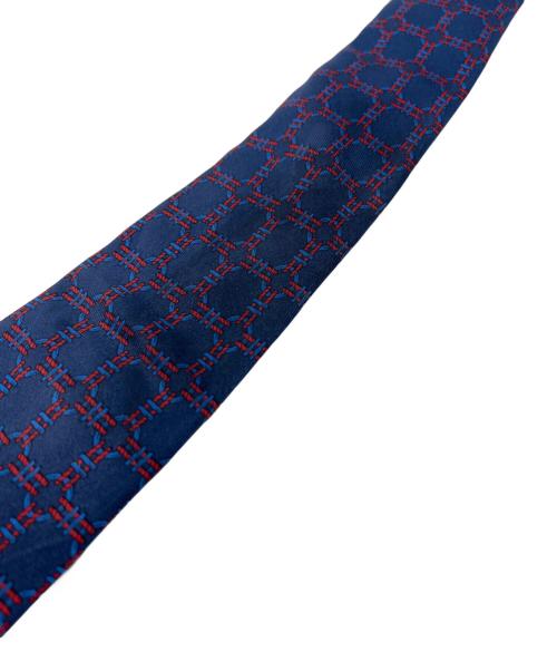 HERMES（エルメス）HERMES (エルメス) シルクネクタイ ネイビー×レッド サイズ:-の古着・服飾アイテム