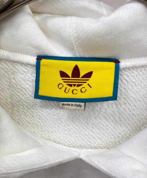 GUCCI（グッチ）GUCCI (グッチ) adidas (アディダス) トレフォイルロゴパーカー ホワイト×ブルー サイズ:xsの古着・服飾アイテム