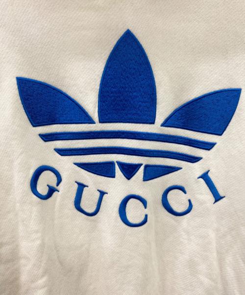 GUCCI（グッチ）GUCCI (グッチ) adidas (アディダス) トレフォイルロゴパーカー ホワイト×ブルー サイズ:xsの古着・服飾アイテム