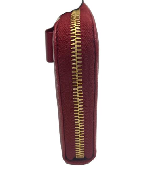 PRADA（プラダ）PRADA (プラダ) ラウンドファスナー財布 レッド×ゴールドの古着・服飾アイテム