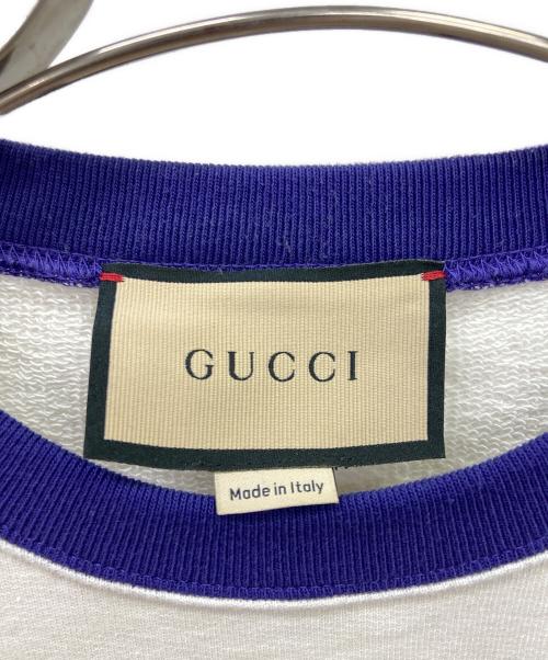 GUCCI（グッチ）GUCCI (グッチ) PIKARAR Kawaii プリントコットンスウェットシャツ ホワイト×パープル サイズ:Mの古着・服飾アイテム